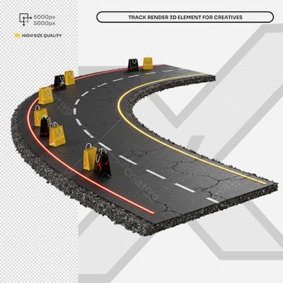Pista Elevada Flutuante 3D render 