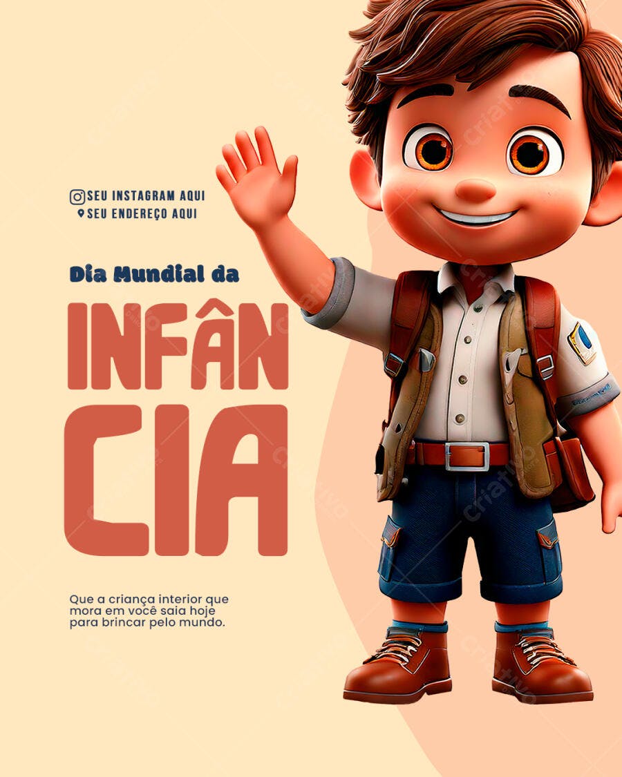 Post Dia Mundial da Infância PSD Editável