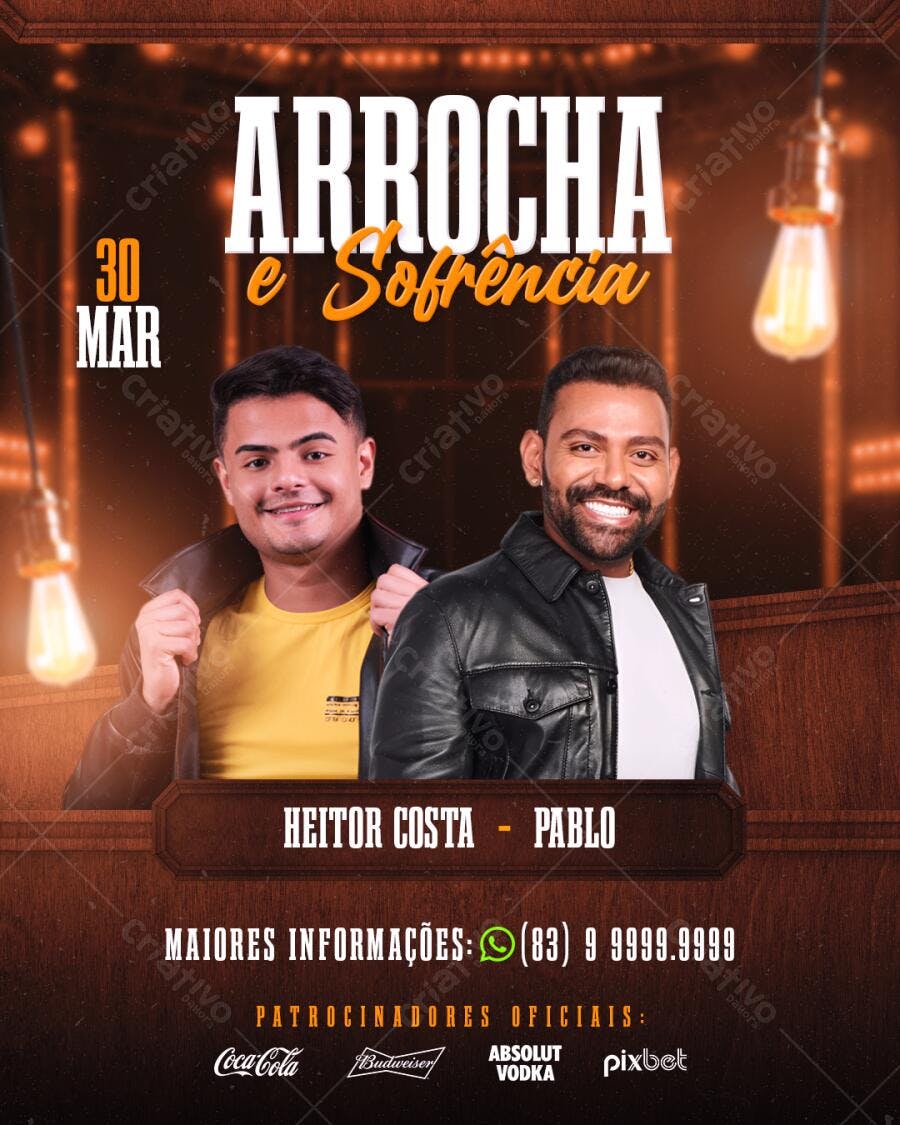 Flyer para Evento de Arrocha e Sofrência 30 Mar PSD Editável