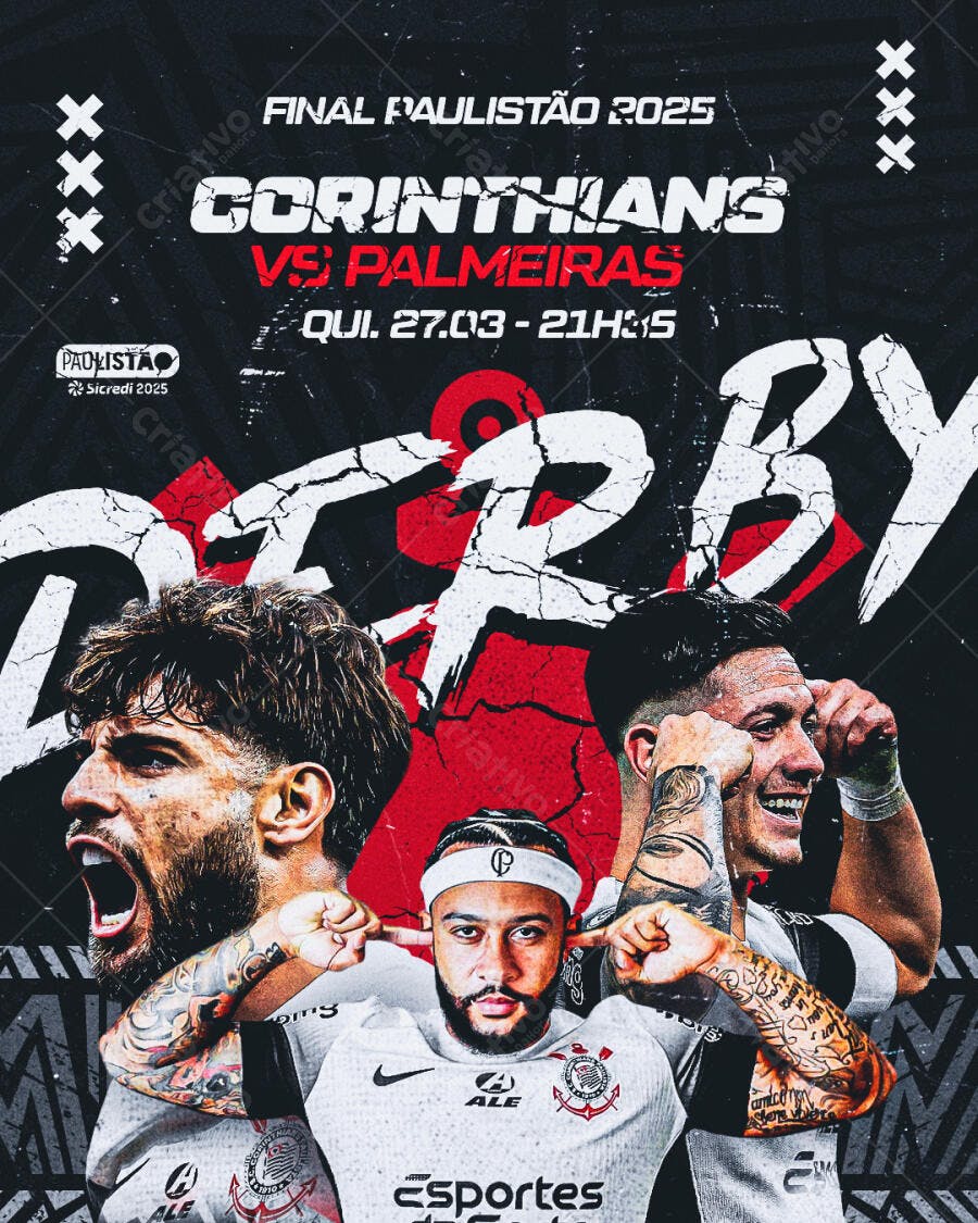 Flyer Final Paulistão 2025 Corinthians x Palmeiras PSD Editável