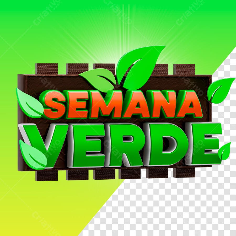 Selo 3D promocional verde e laranja ecológico