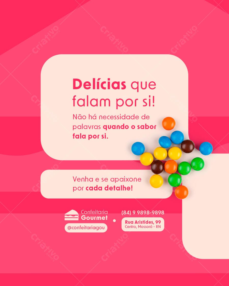 Post para Redes Sociais Confeitaria PSD Editável