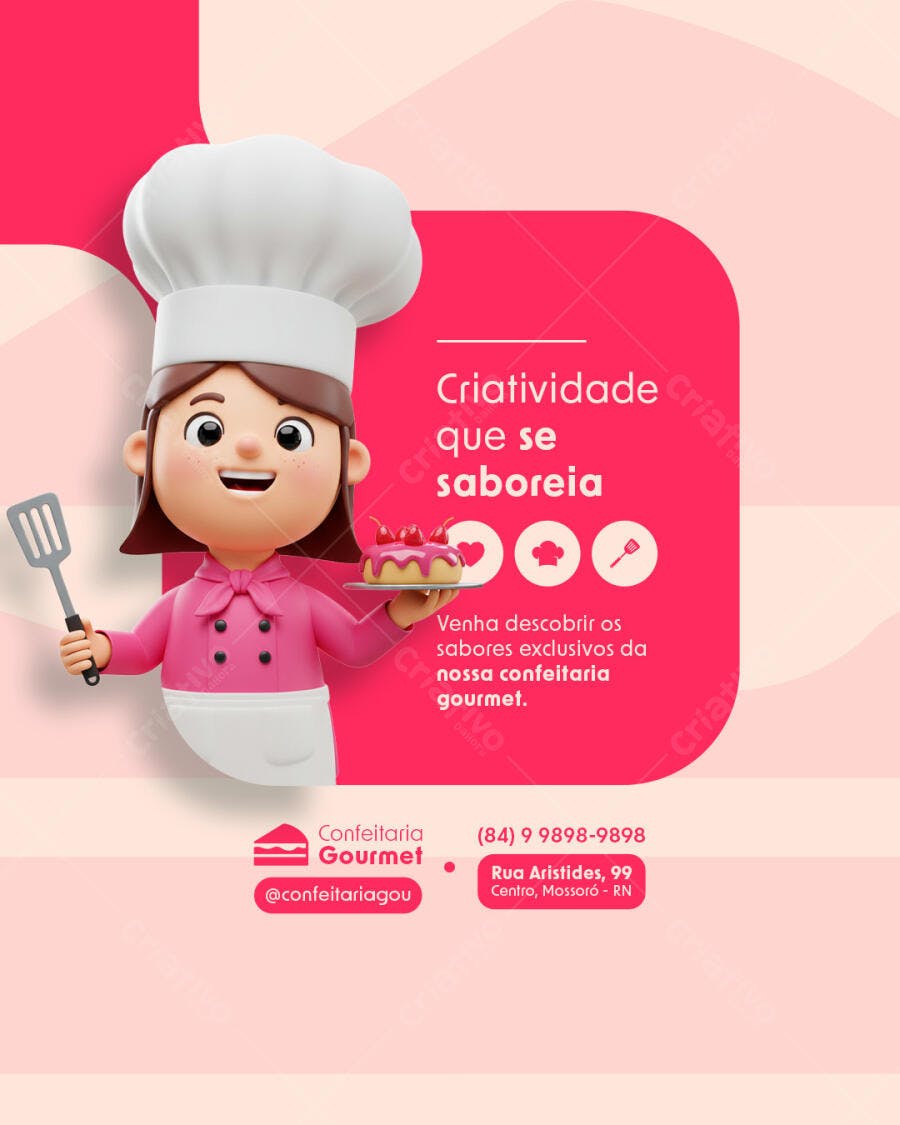 Flyer para Confeitaria Gourmet PSD Editável