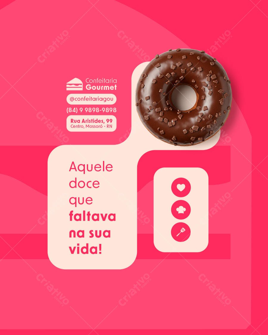 Post para Redes Sociais Confeitaria PSD Editável