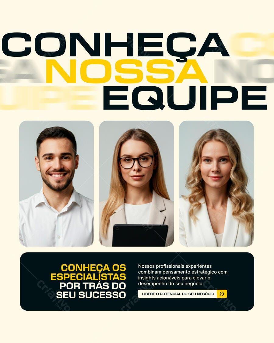 Post para Redes Sociais Apresentação de Equipe PSD Editável