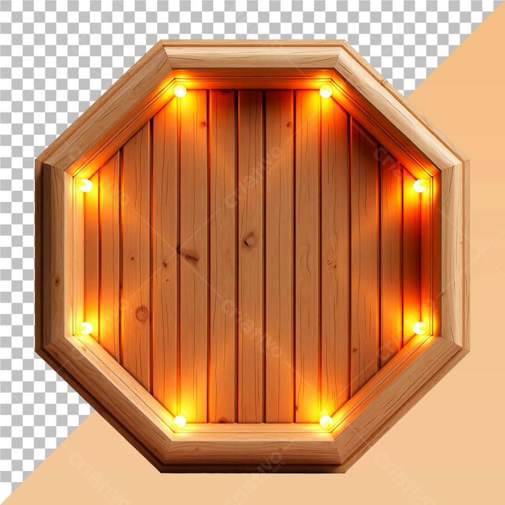 Placa de madeira com luzes