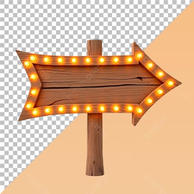 Placa de Seta de Madeira Com Luzes