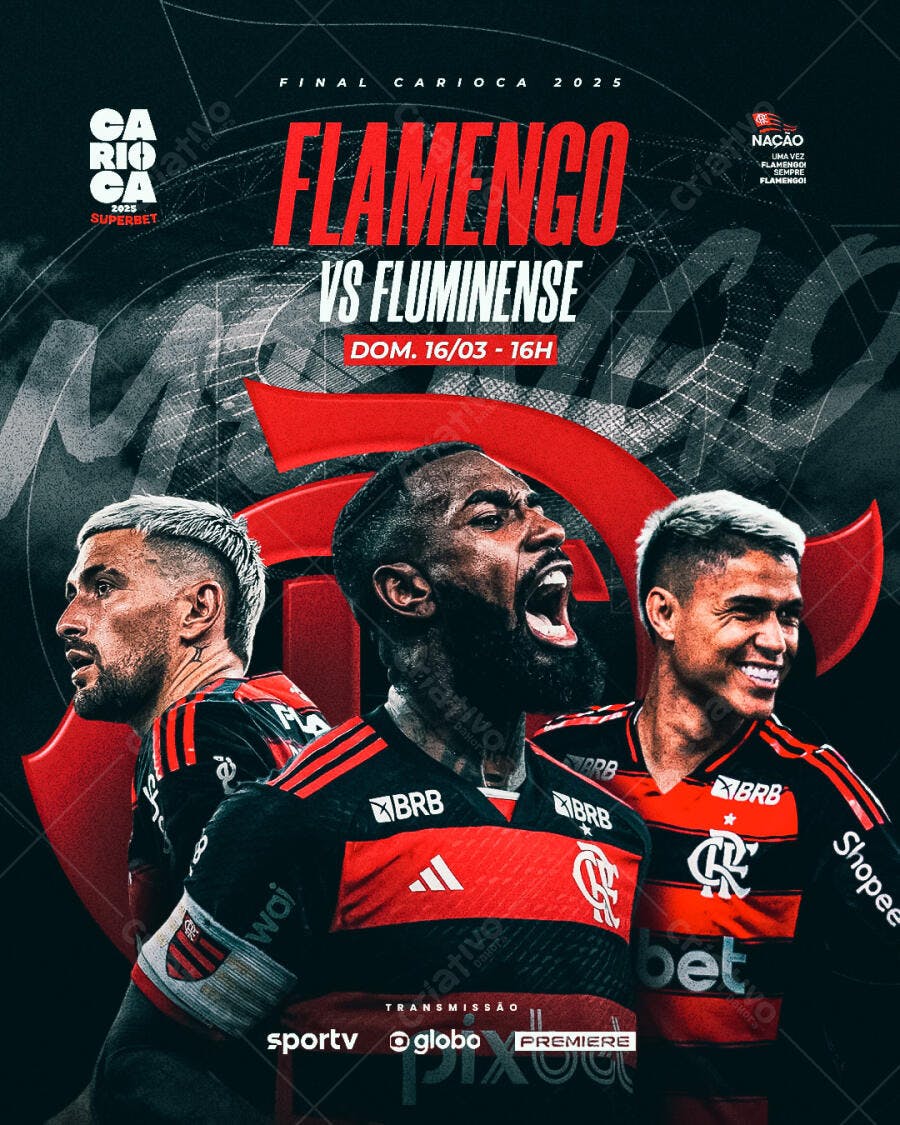 Flyer Flamengo x Fluminense PSD Editável