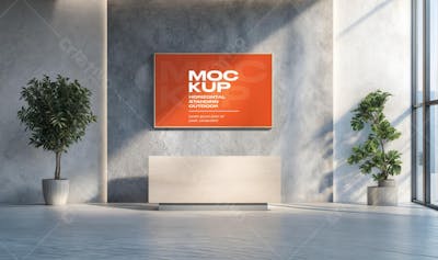 Mockup de Placa de Parede em Ambiente Moderno com Iluminação Natural