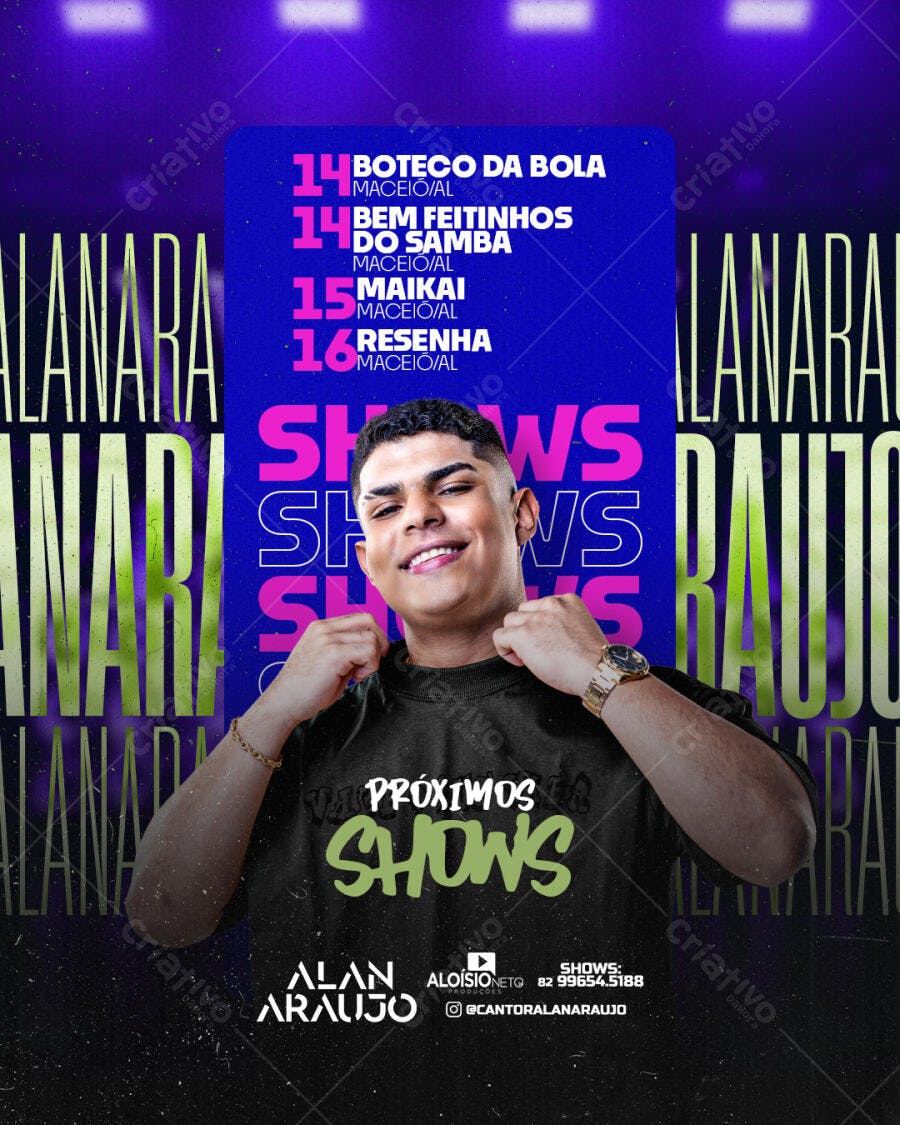 Flyer para Shows de Alan Araújo PSD Editável