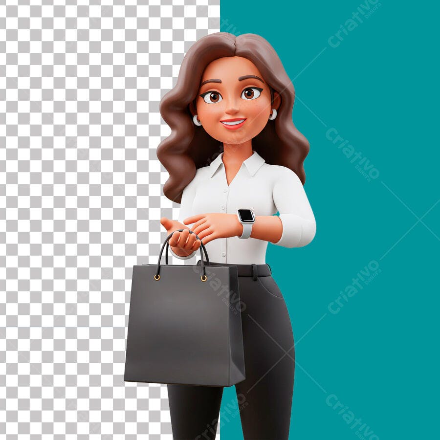 PSD Personagem Feminina para Divulgação de Vendas PSD Editável