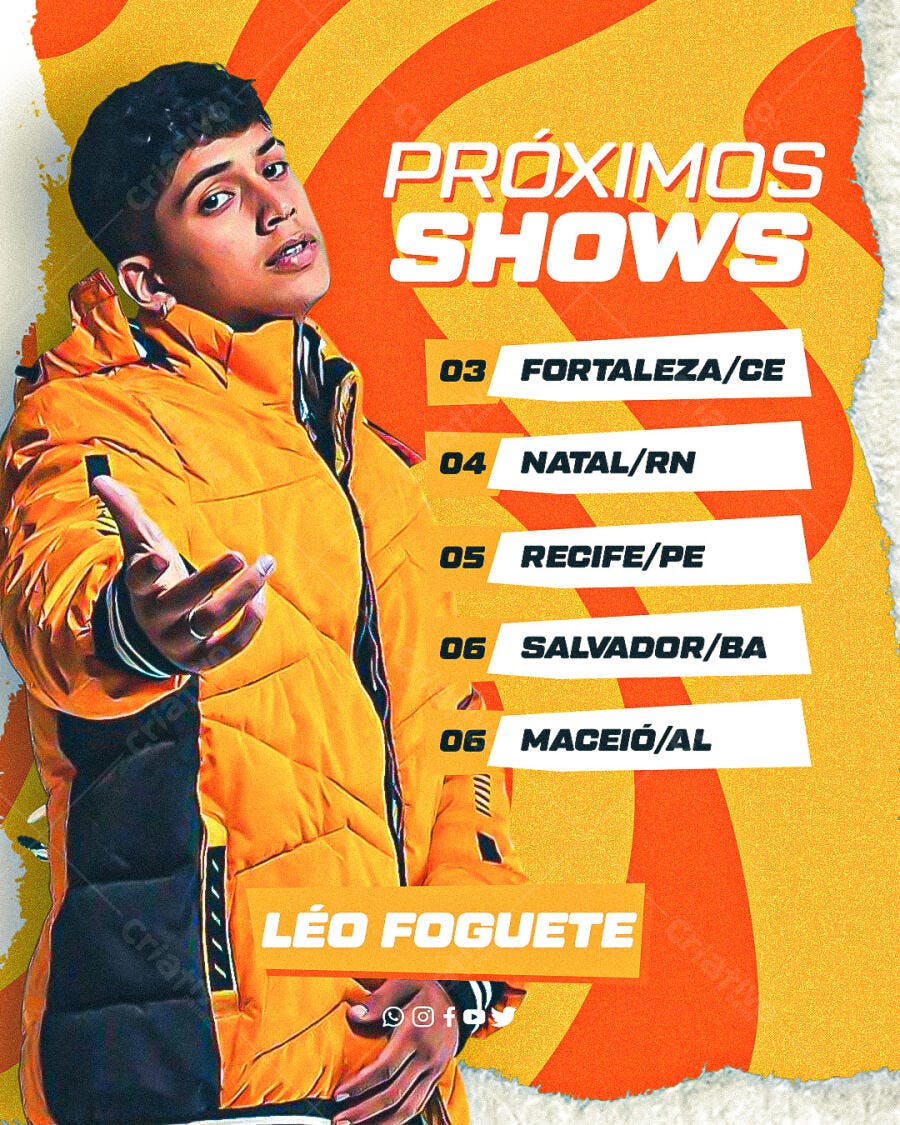 Flyer para Shows de Léo Foguete PSD Editável