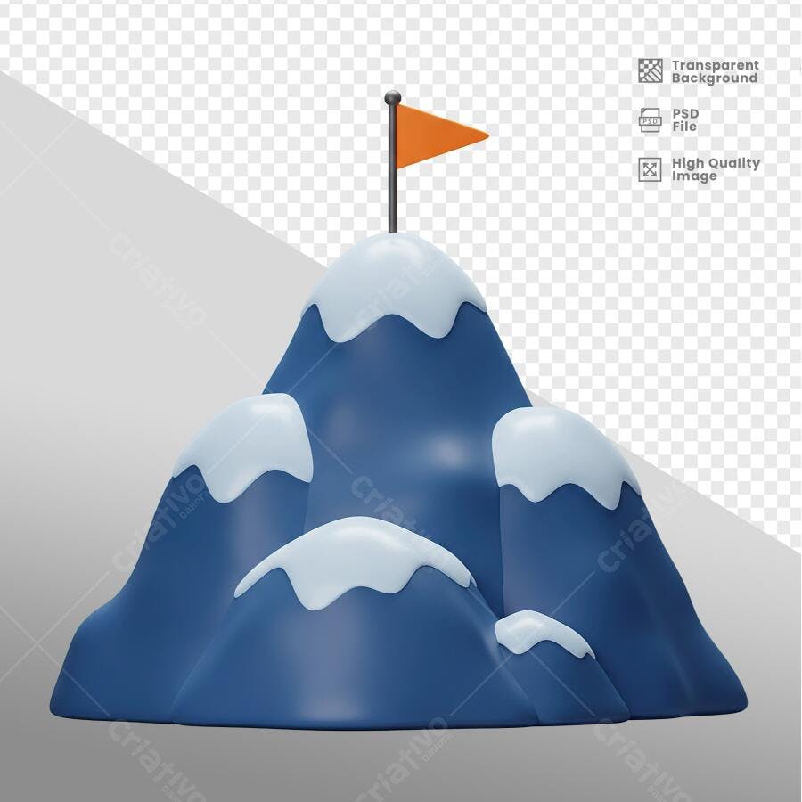 Ilustração Montanha com Bandeira PSD Editável