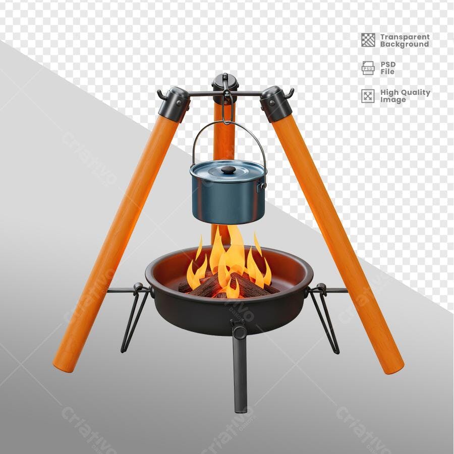 Mockup Fogueira Acampamento PSD Editável