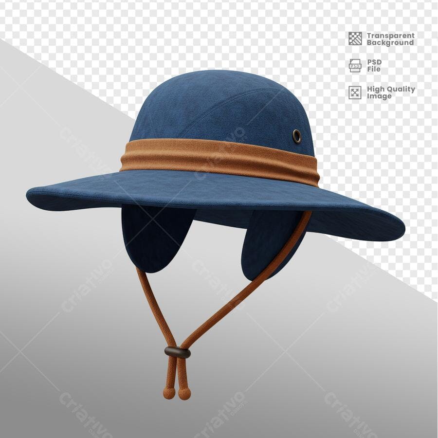Mockup Chapéu Azul Marinho e Marrom PSD Editável