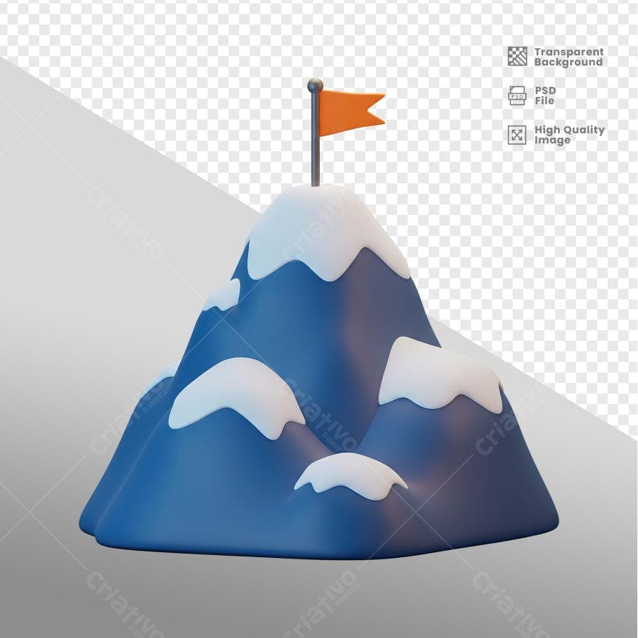 Ilustração Montanha com Bandeira PSD Editável