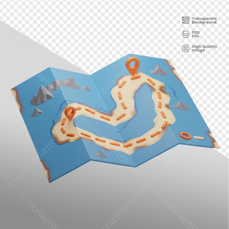 Mapa do Tesouro 3D PSD Editável