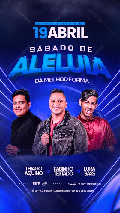 CARD FLYER EVENTO SÁBADO DE ALELUIA PSD EDITÁVEL