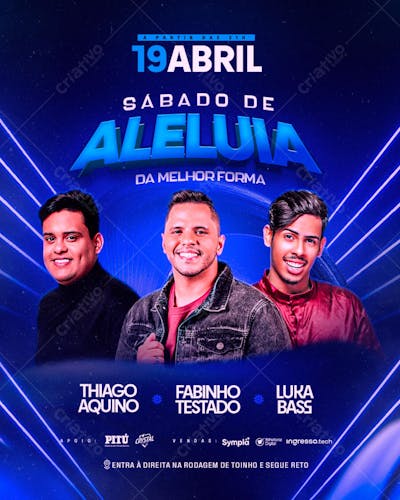 CARD FLYER EVENTO SÁBADO DE ALELUIA PSD EDITÁVEL