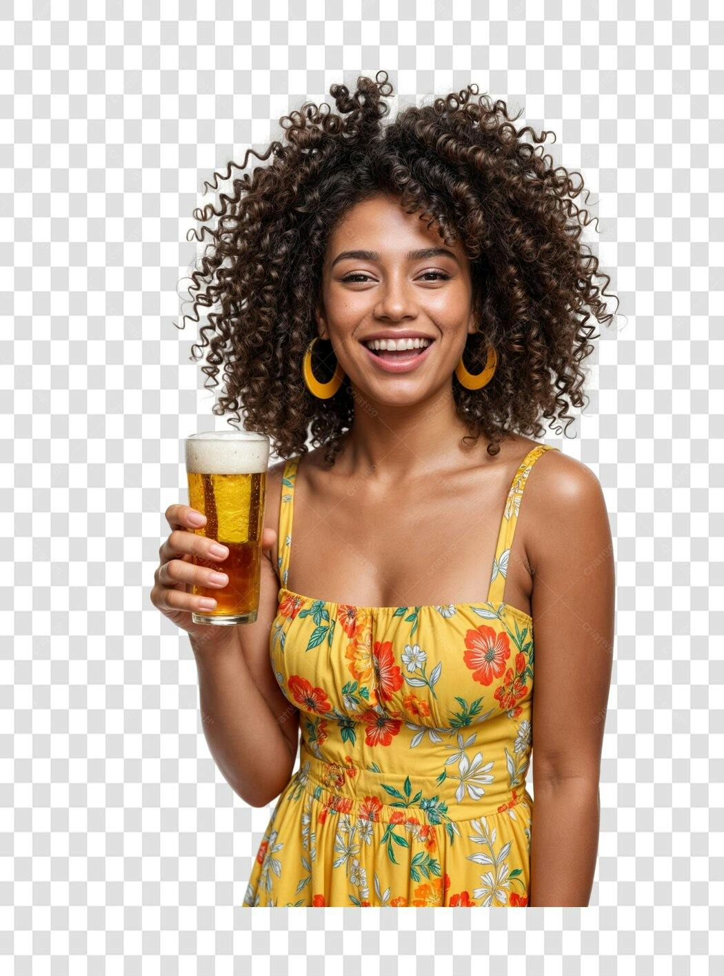 Imagem PNG mulher com cerveja fundo transparente