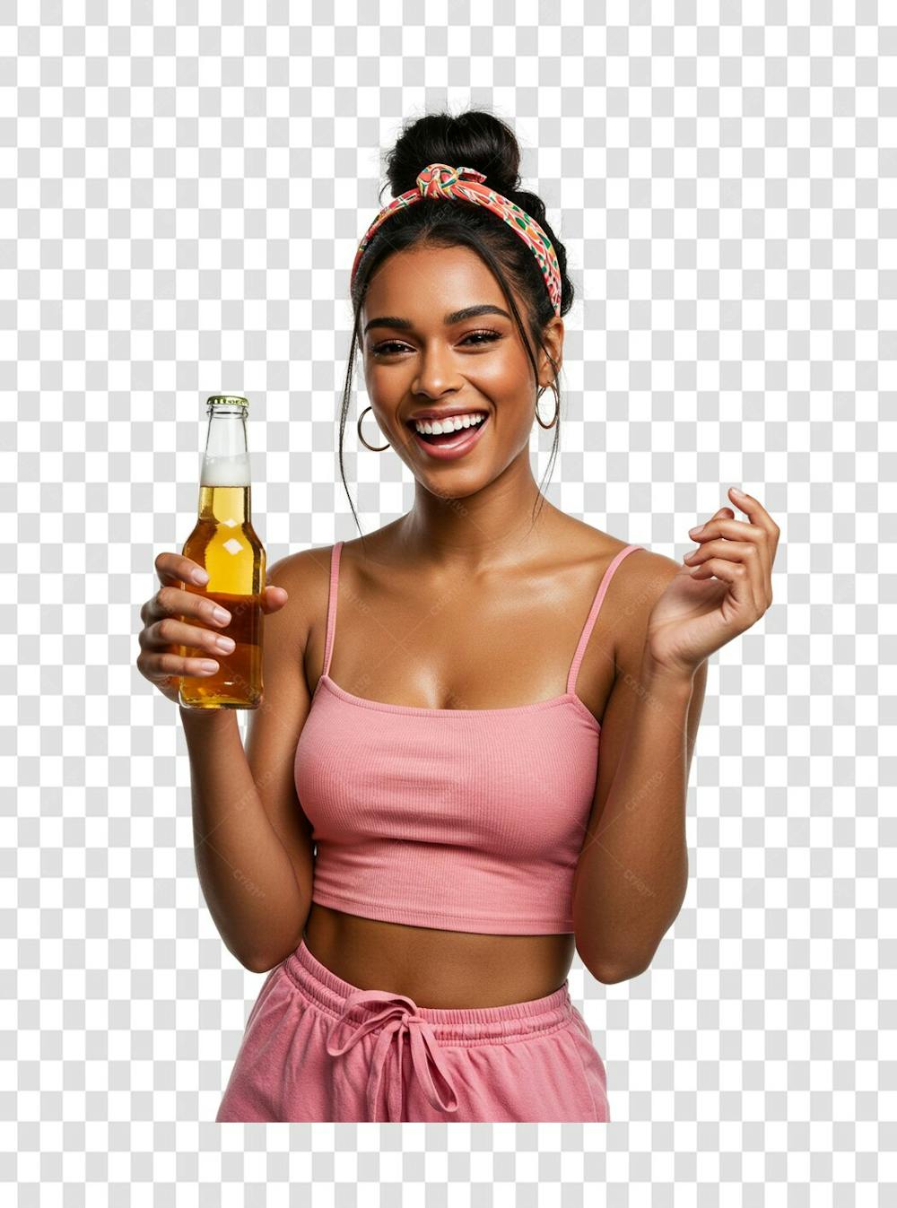 PNG | Mulher com cerveja
