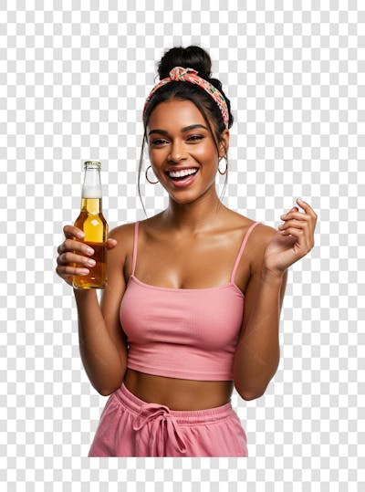 PNG | Mulher com cerveja