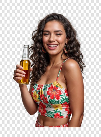PNG | Mulher com cerveja