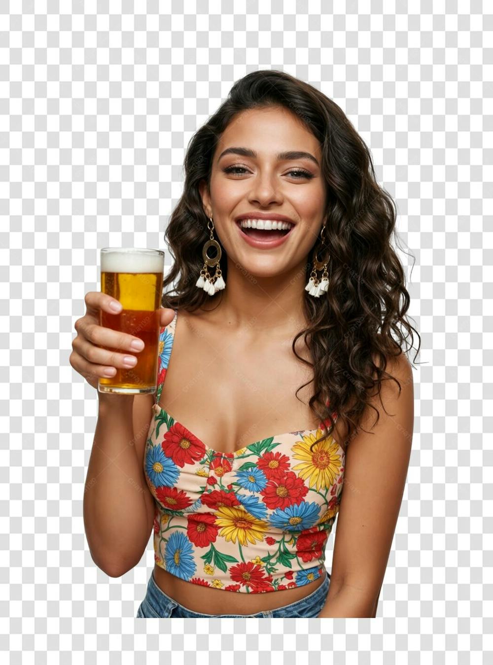 PNG | Mulher com cerveja