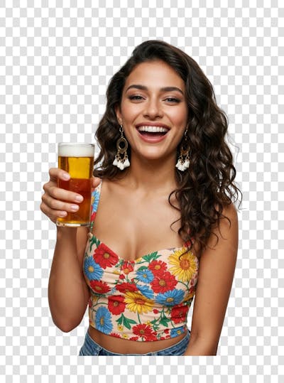 PNG | Mulher com cerveja