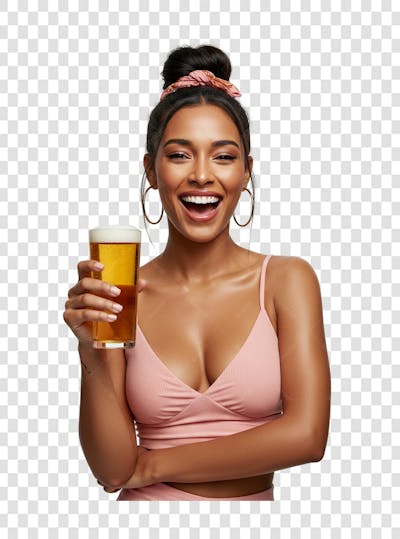 PNG | Mulher com cerveja