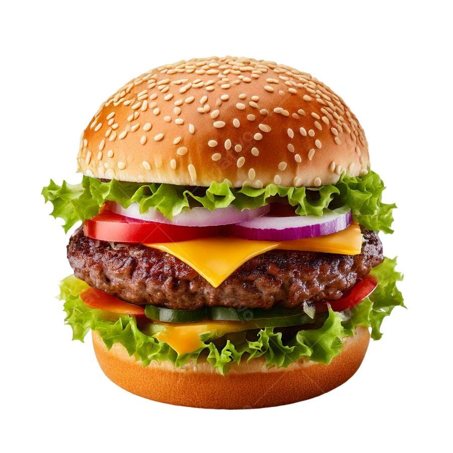 Banner hambúrguer PNG com fundo transparente