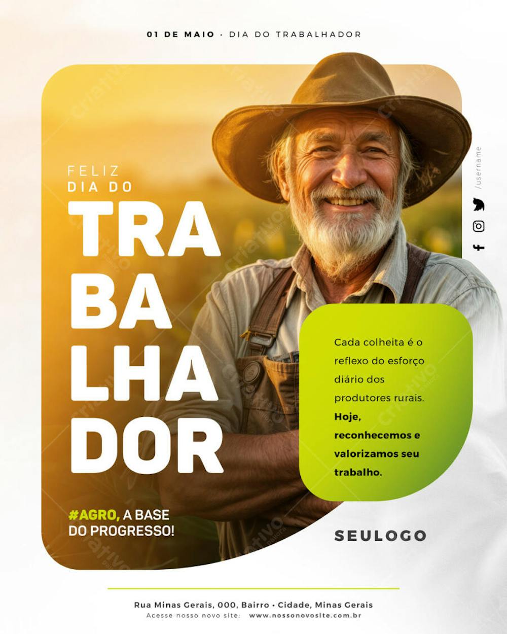 Psd Editável - Feed - 01 de Maio - Dia do Trabalhador