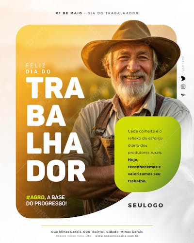 Psd Editável - Feed - 01 de Maio - Dia do Trabalhador