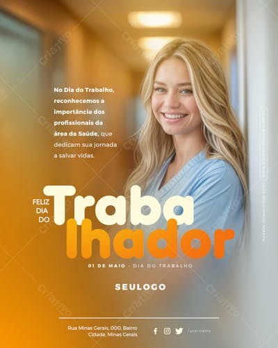 Psd Editável - Feed - 01 de Maio - Dia do Trabalhador