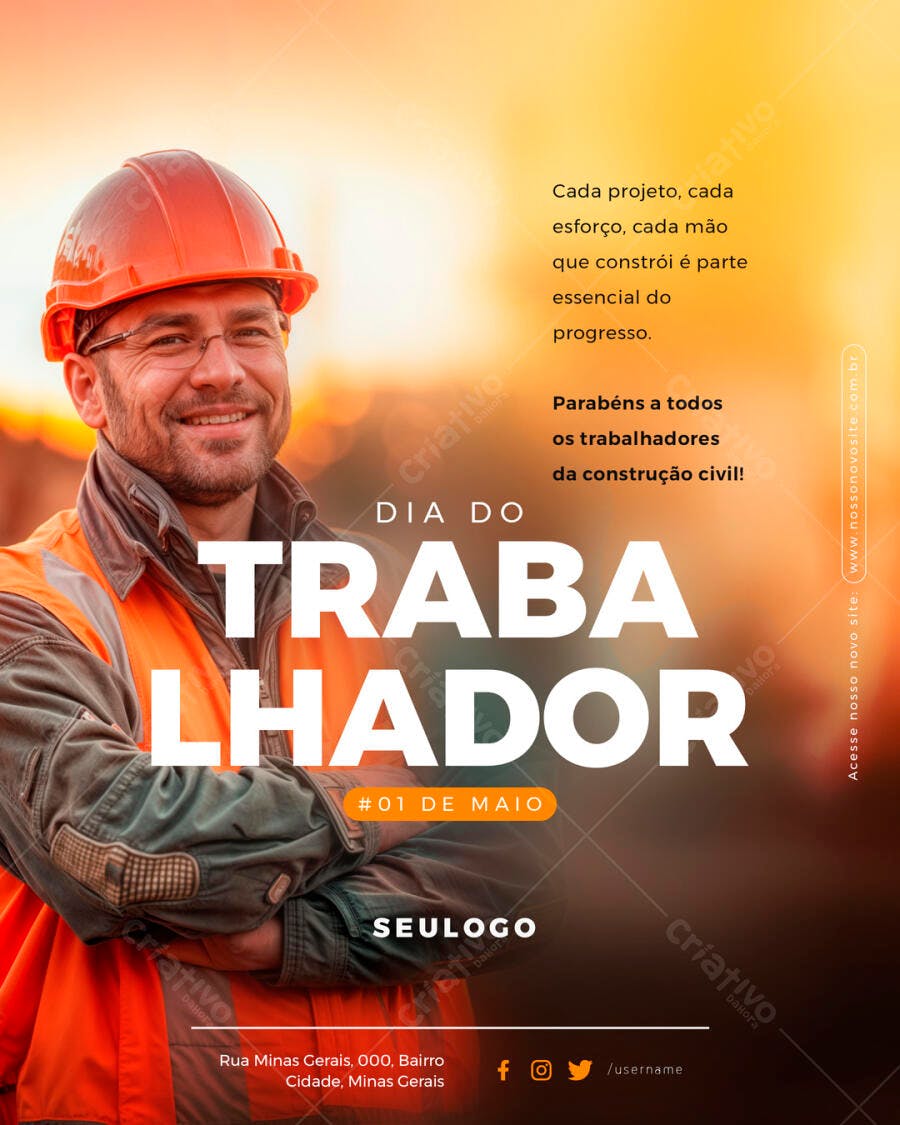 Flyer Dia do Trabalhador PSD Editável