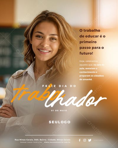 Psd Editável - Feed - 01 de Maio - Dia do Trabalhador