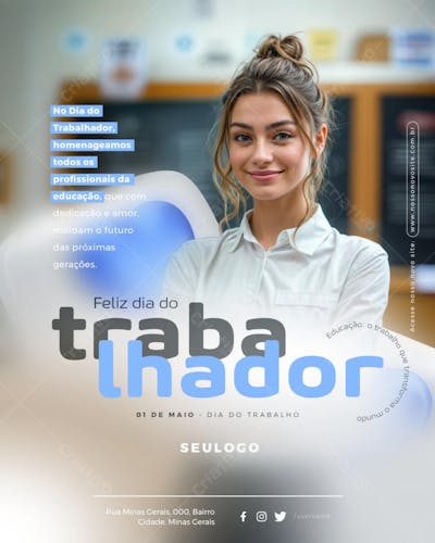 Psd Editável - Feed - 01 de Maio - Dia do Trabalhador