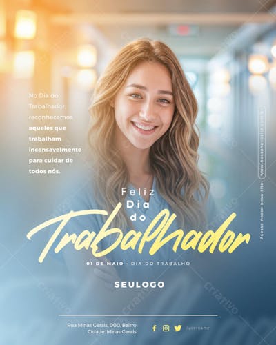 Psd Editável - Feed - 01 de Maio - Dia do Trabalhador