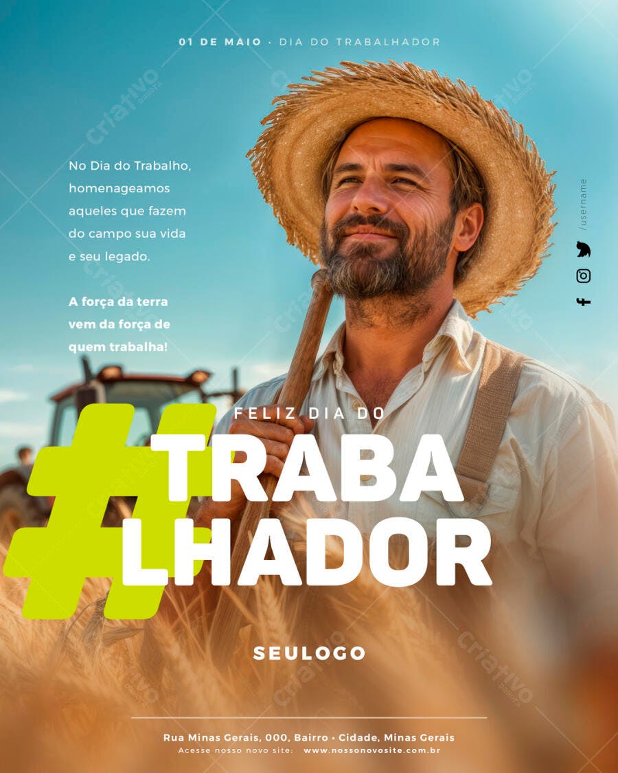 Flyer Dia do Trabalhador PSD Editável