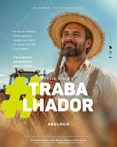 Psd Editável - Feed - 01 de Maio - Dia do Trabalhador
