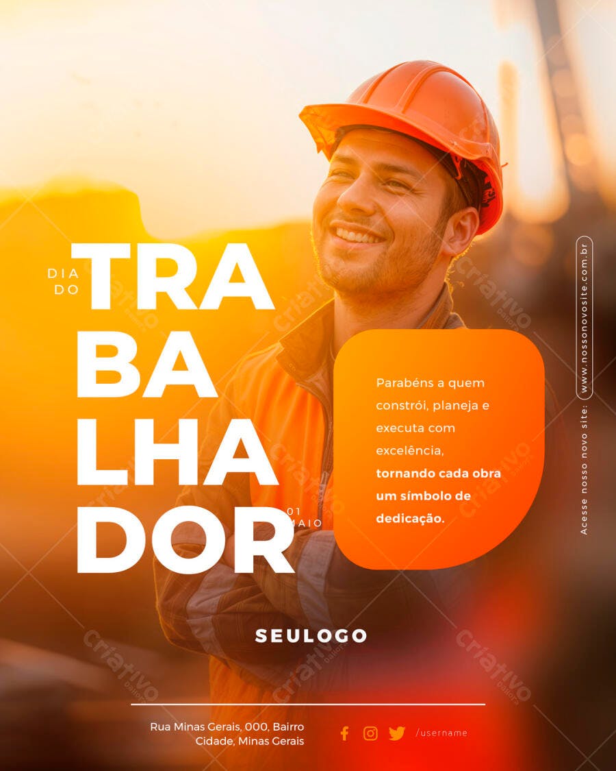Post para o Dia do Trabalhador PSD Editável