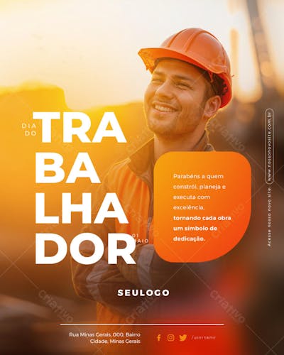 Psd Editável - Feed - 01 de Maio - Dia do Trabalhador