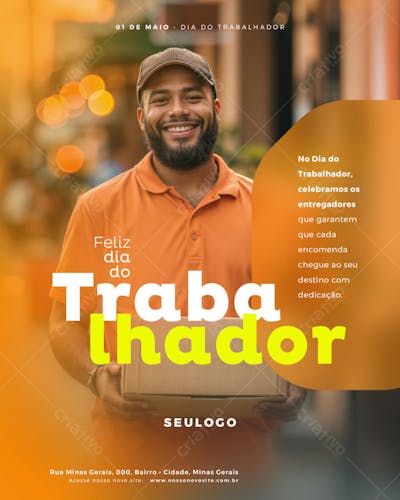 Psd Editável - Feed - 01 de Maio - Dia do Trabalhador