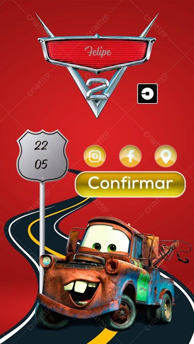 convite infantil carros