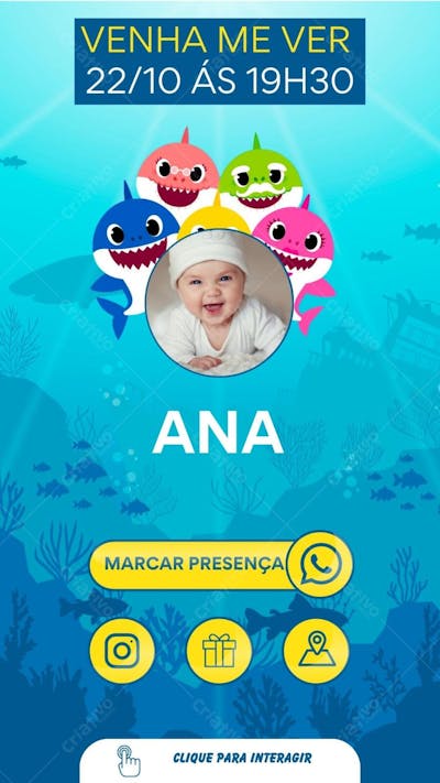 convite infantil baby shark