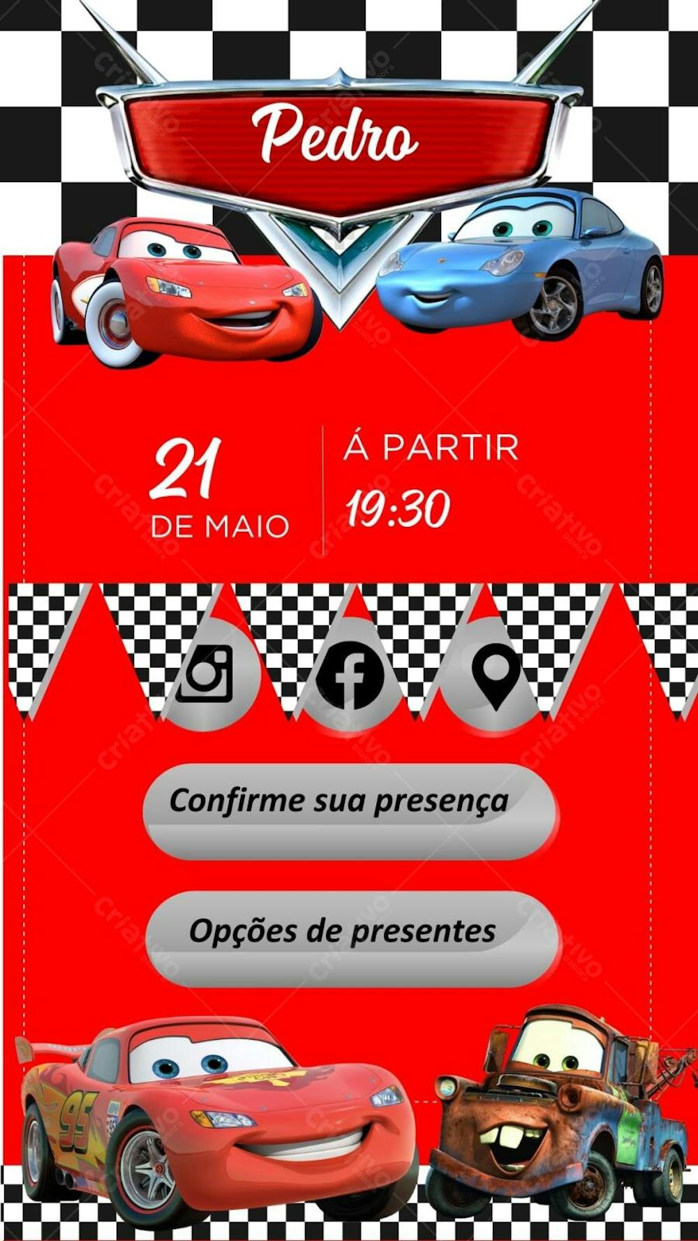 convite infantil carros