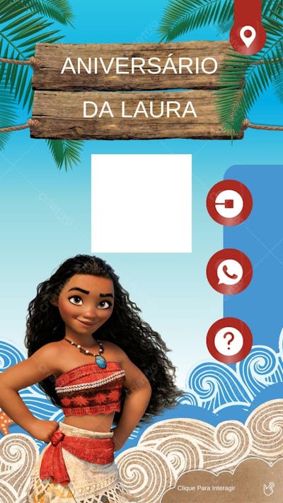 convite infantil Moana