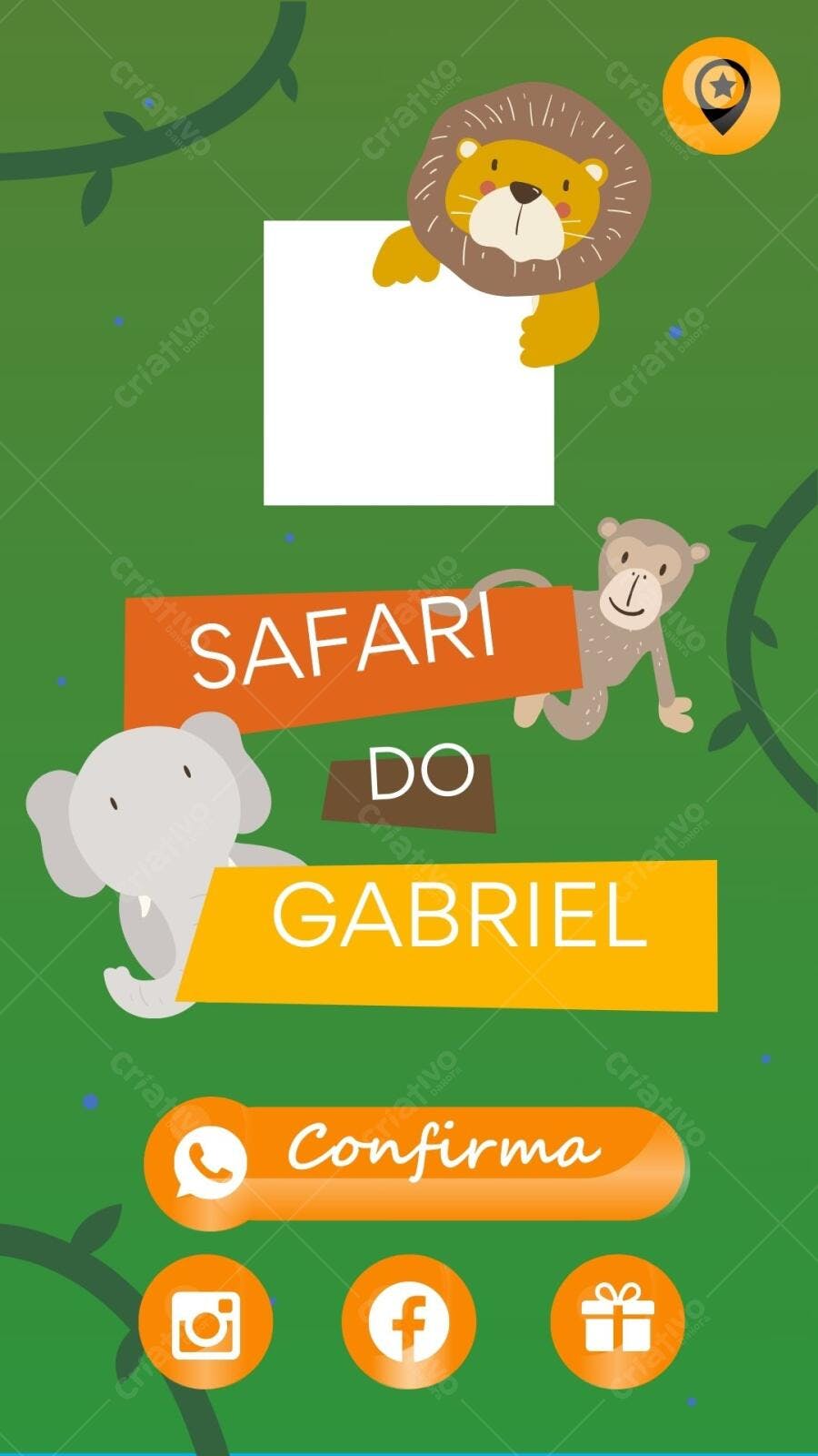 Convite Safari Aniversário Infantil Gabriel Editável no Canva
