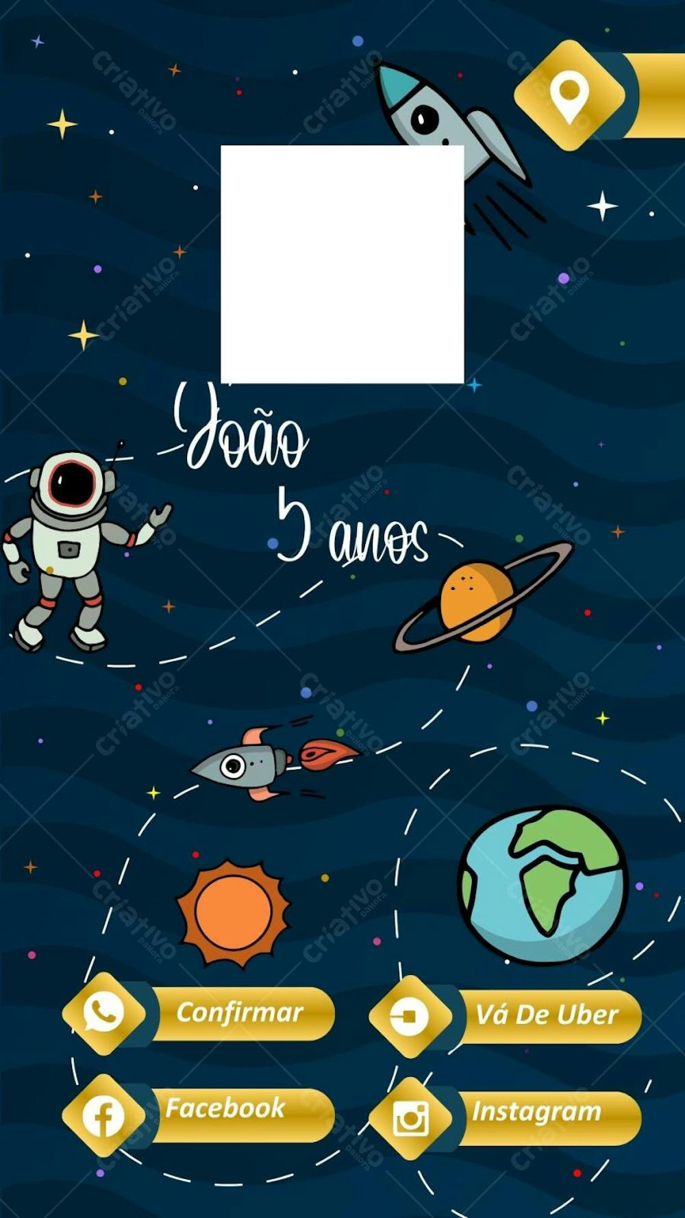 convite infantil astronauta