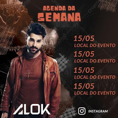 Agenda da semana show Alok